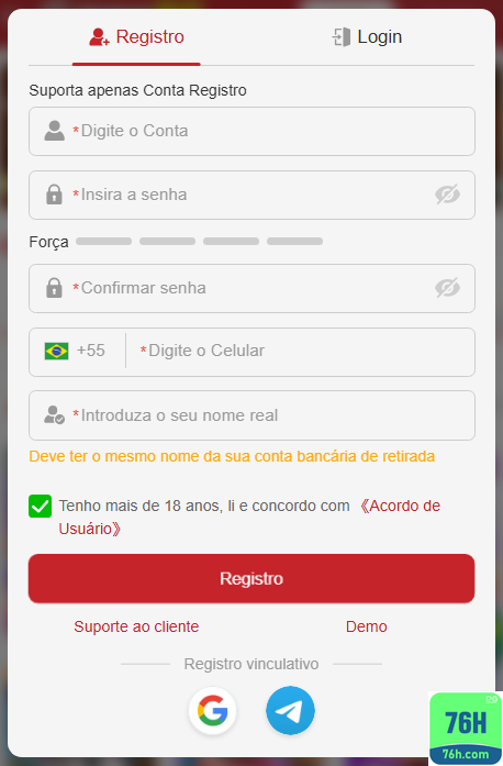 Experiência de Jogos 76h.com